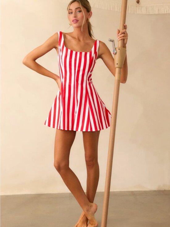 Prosperina Pants - Cherry Red Stripe Alessandra Romper